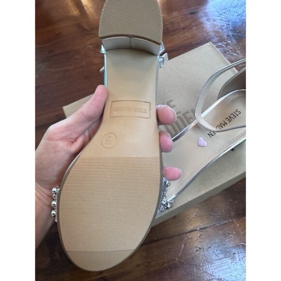 Steve Madden JCarrson Open Toe Formal Ankle Strap Silver Beads Sz 6 NIB $60 - Picture 6 of 16